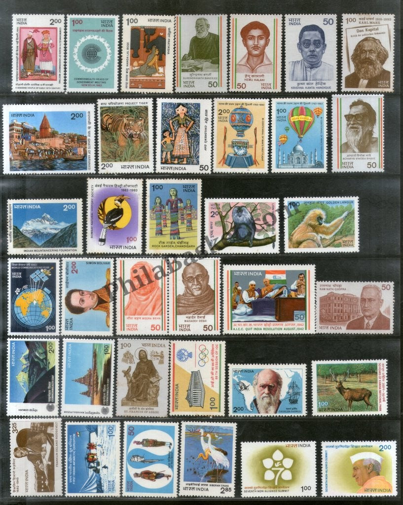 #YP36 1983 Complete Year Pack Mint MNH "Official" INDIA - Full Set (36 Stamps )