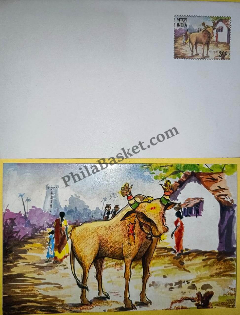 #GS64 - Pongal - 3 Rs Envelop With Card - Pongal - Greeting Card India - 3rd Series (6 Cards) - 2 Jan 2001