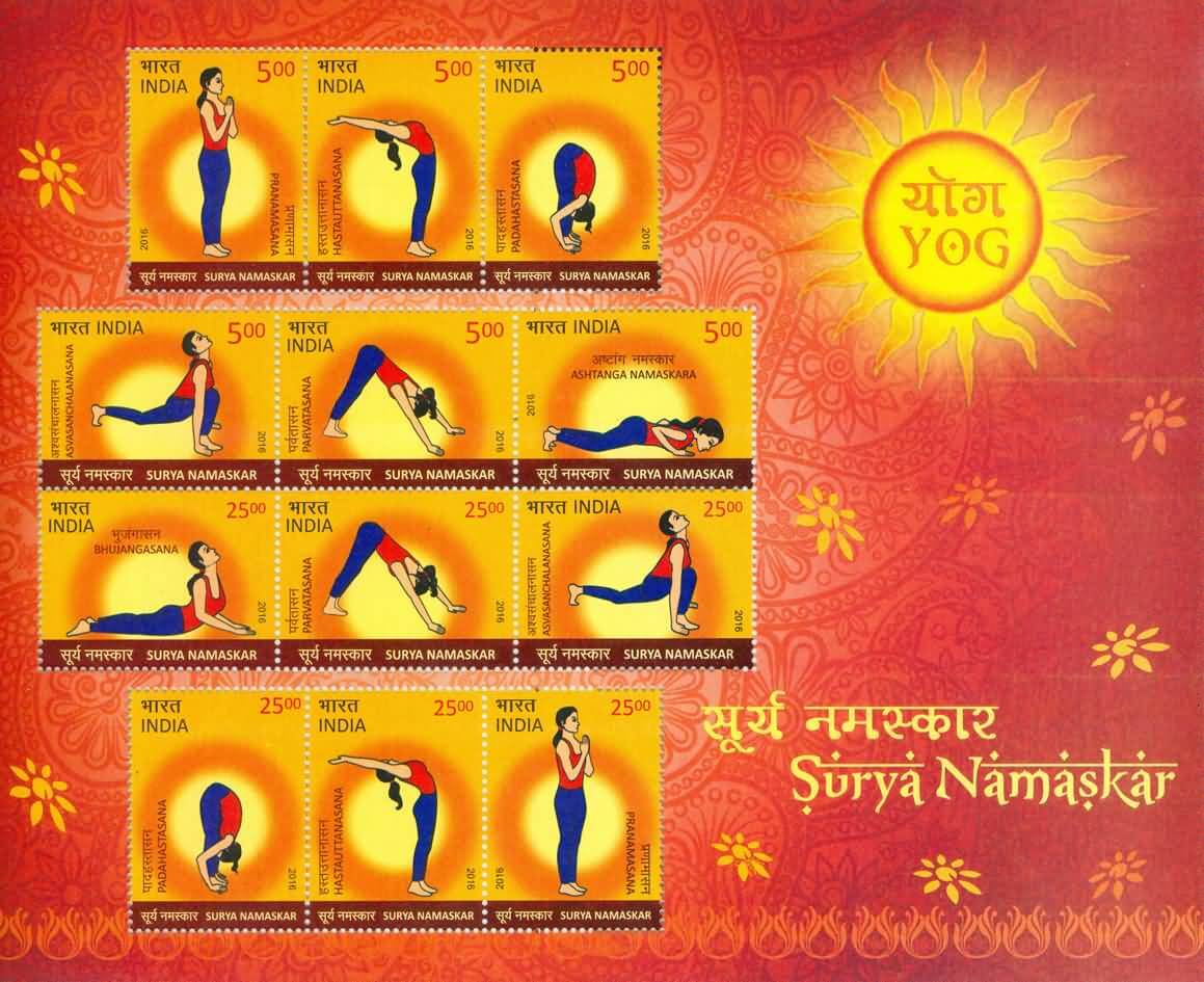 #MS142 - Surya Namaskar - Miniature Sheet MS - MNH - India - 20 Jun 2016