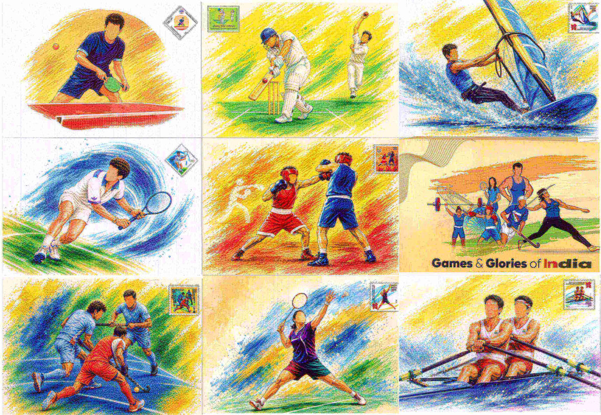 #PC165 - Games and Glories of India (Set of 8) - Picture Postcard - New Delhi - India - 28 Aug 2026