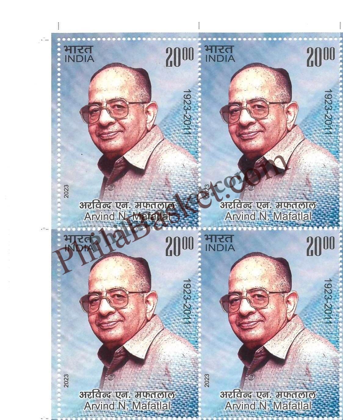 #BK2043 (T) - Arvind N. Mafatlal - Block of Four / Six Stamps With TL- India MNH - 27 Oct 2023
