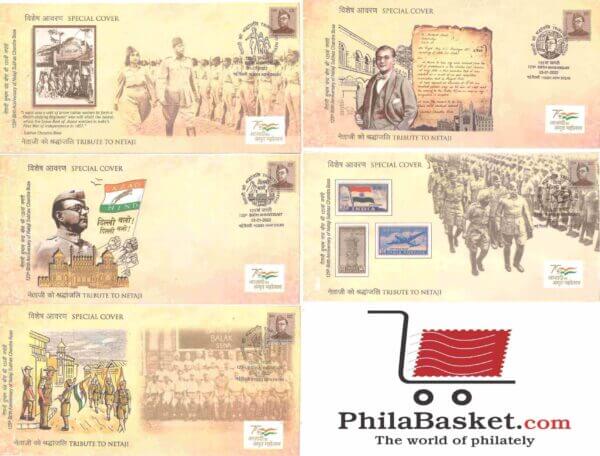 #SC08 – Tribute to Netaji Subhash Chandra Bose (Set of 5 covers ), New Delhi Circle  – Special Cover – India MNH – 23 Jan 2022