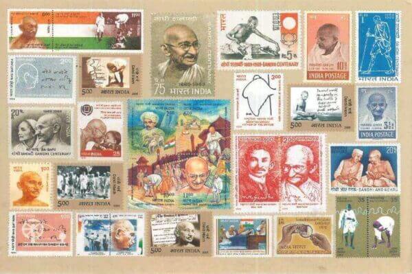 #PC99 - Mahatma Gandhi in Stamps - Picture Postcard - New Delhi - India - 14 Feb 2011